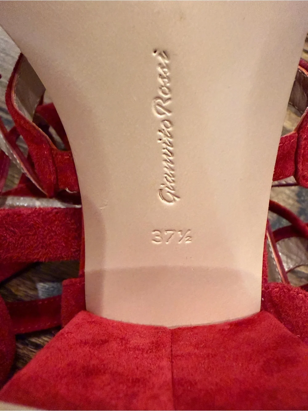 Gianvito Rossi Red Suede Lace-Up Block Heel Sandals